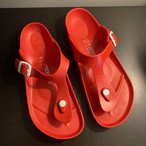 Birkenstock Gizeh Red EVA Regular Width Women’s TStrap Slip On *Notes
